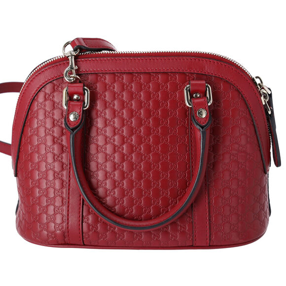 GUCCI Guccissima Micro GG Small Dome Handbag 449654 Red Leather - Picture 4 of 8